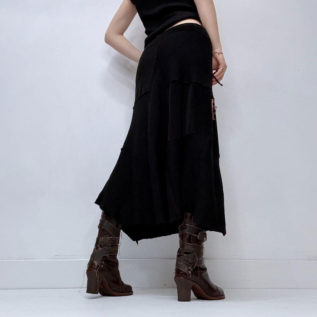 Black applique floral skirt