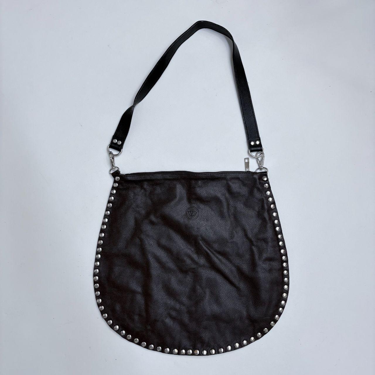 Pony hide studded cow shoulder bag