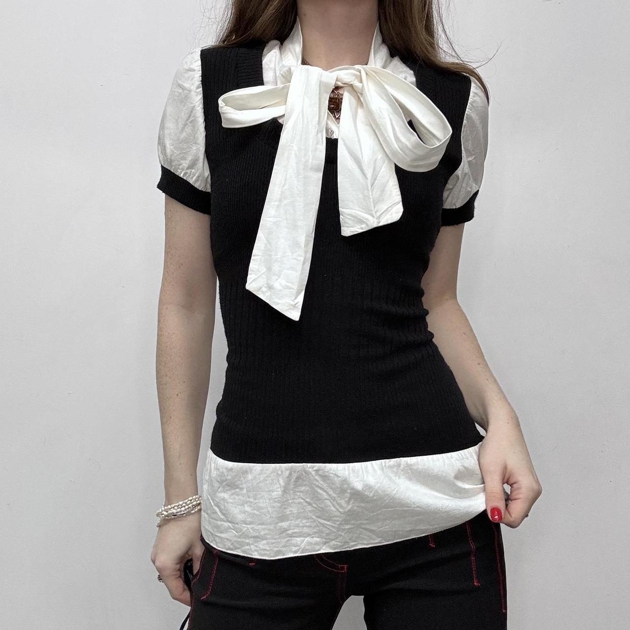 Preppy bow neck shirt