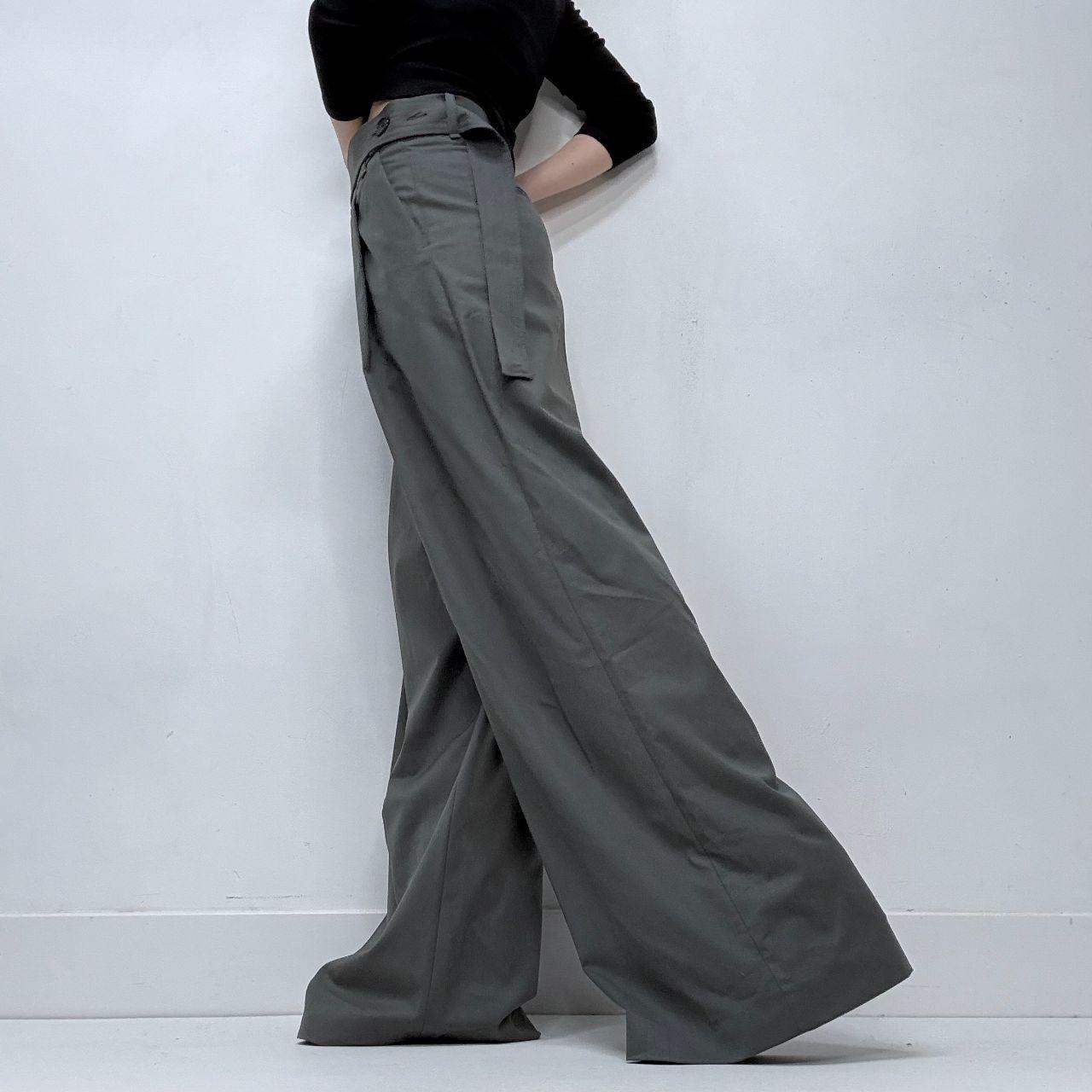 Grey pleated wide leg trousers