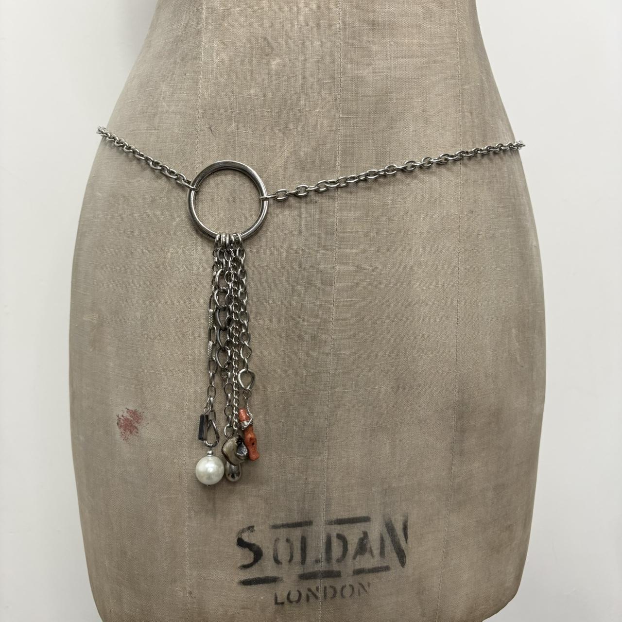 Silver metal layered waist chain