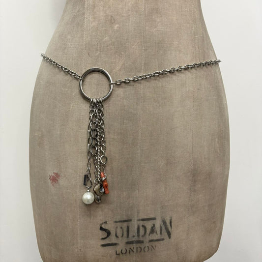 Silver metal layered waist chain