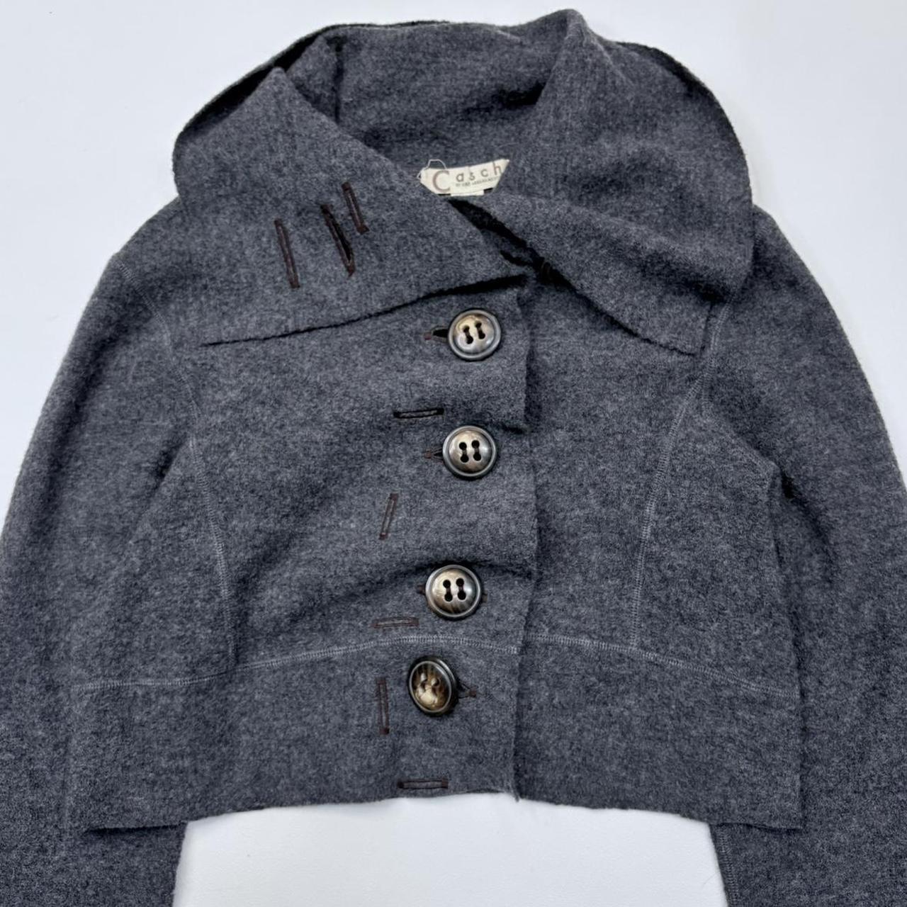 Grey flared asymmetric cropped jacket