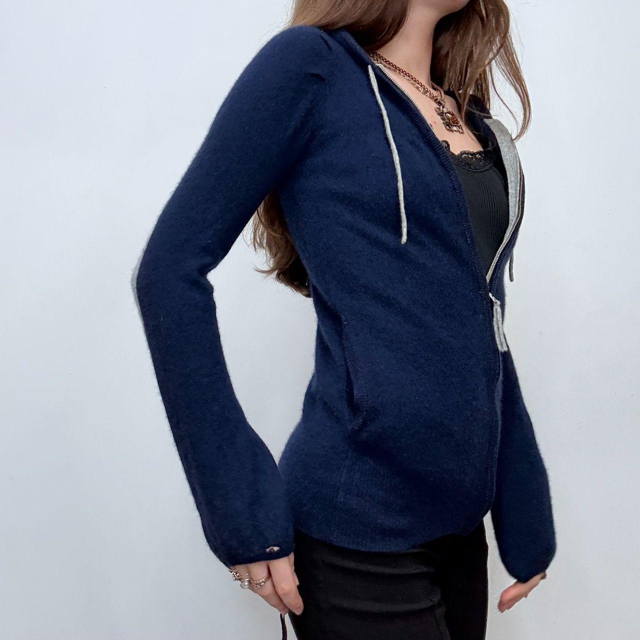 Navy cashmere zip up hoodie