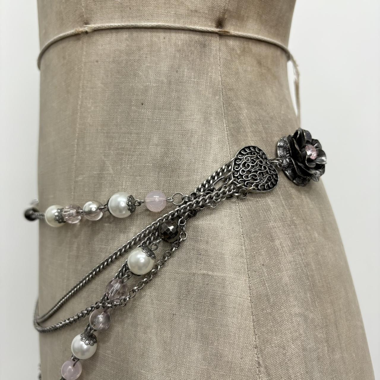 Silver metal layered waist chain belt