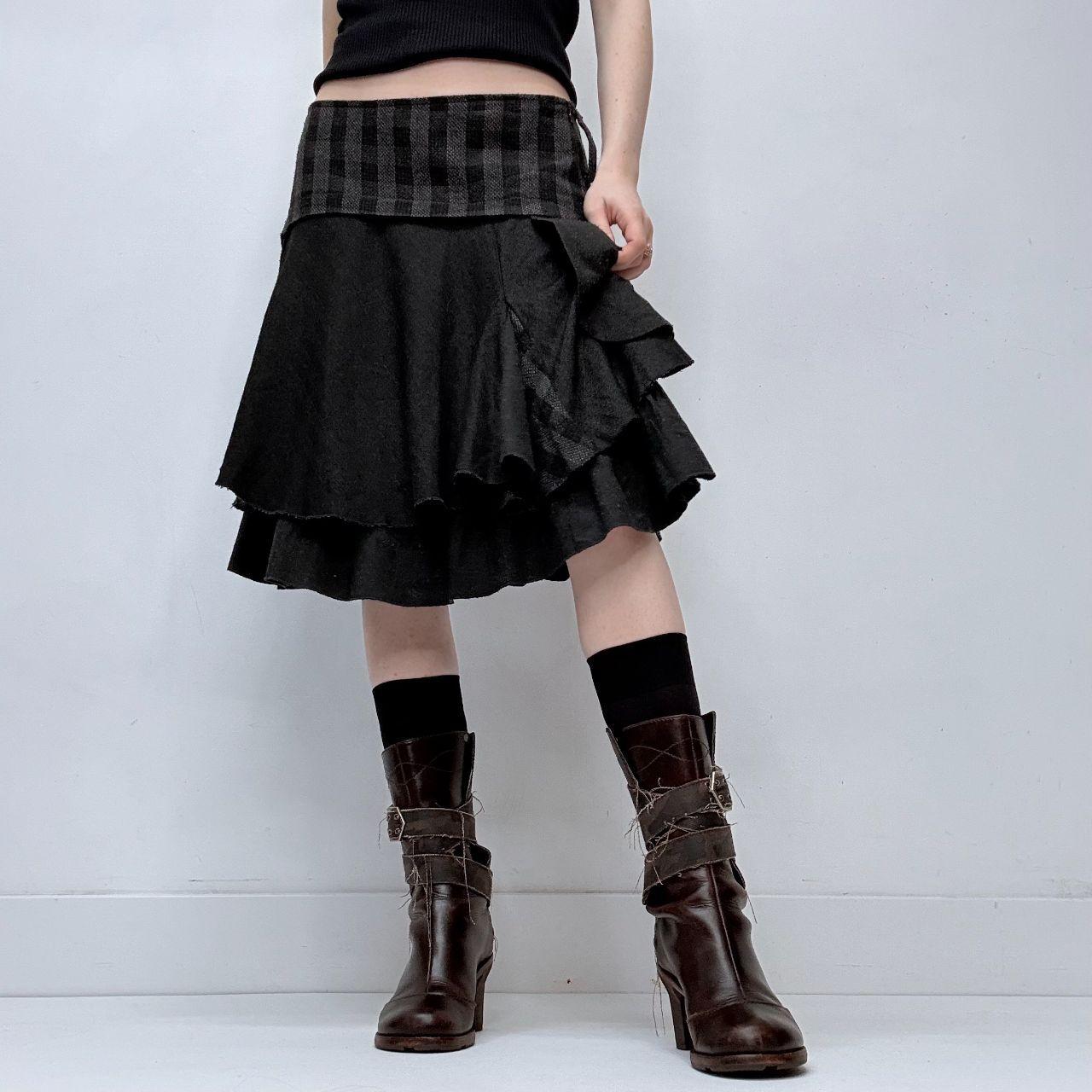 Layered black striped ruffle skirt