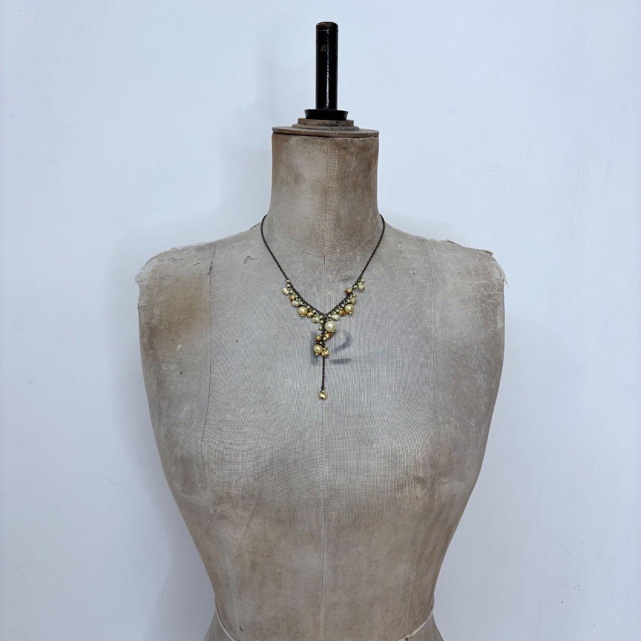 Pearl hanging draped boho chain necklace