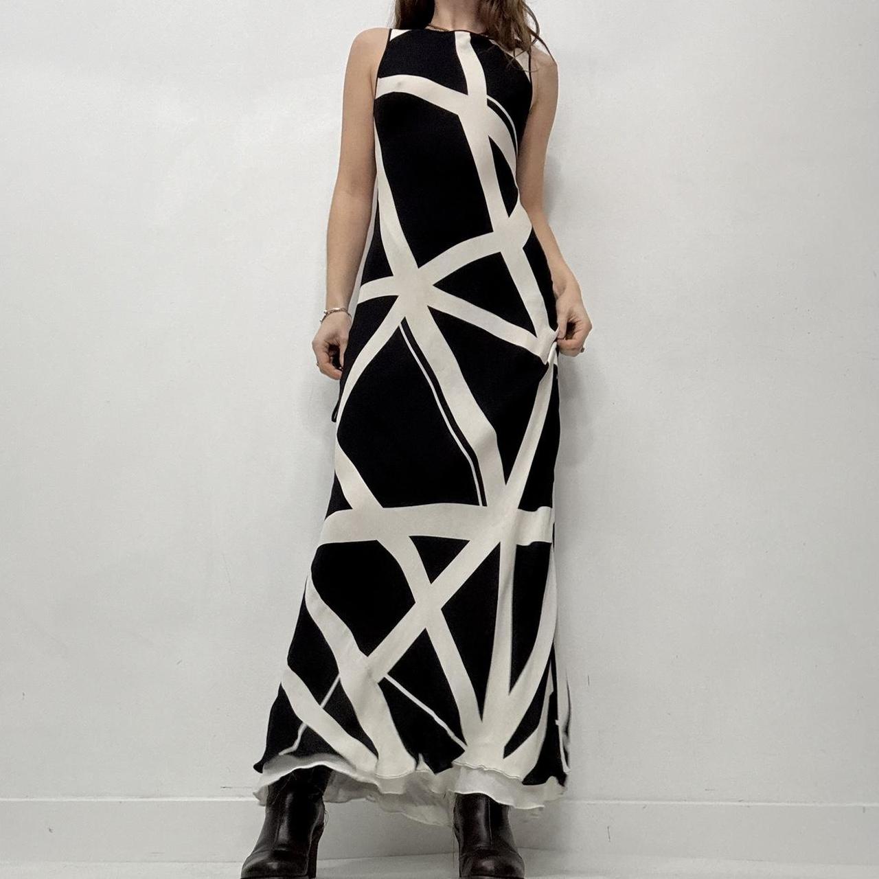 Black silk printed maxi dress