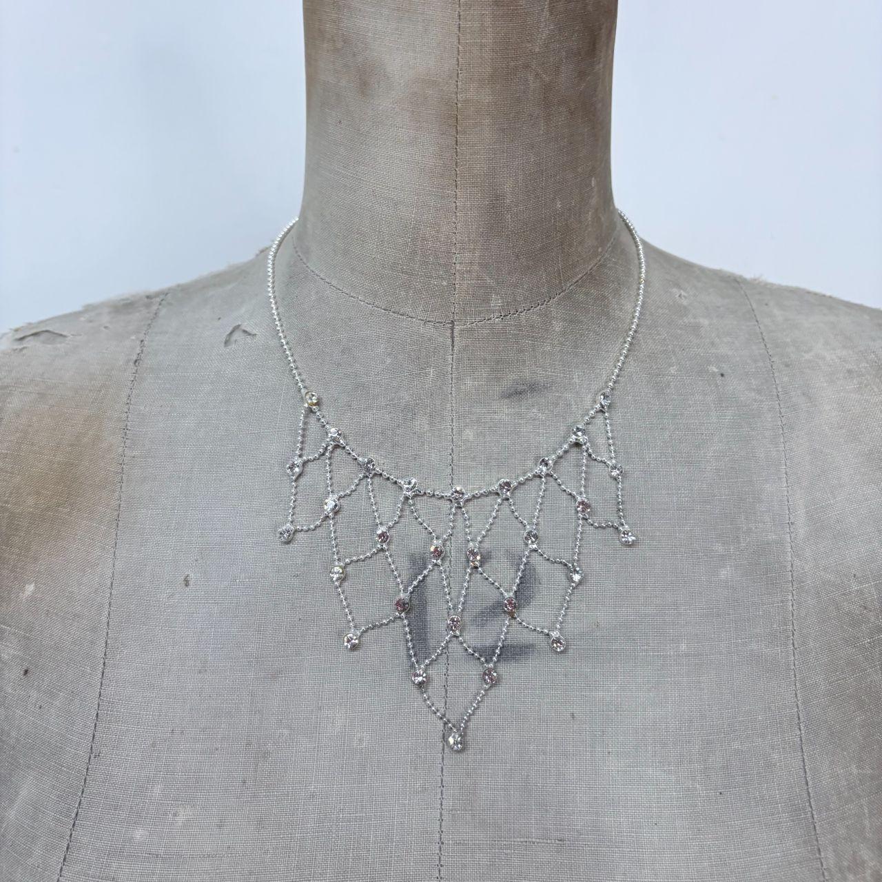 Silver layered tennis necklace