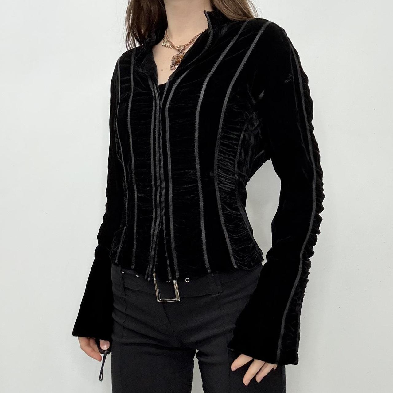Black velvet cinched corset shirt