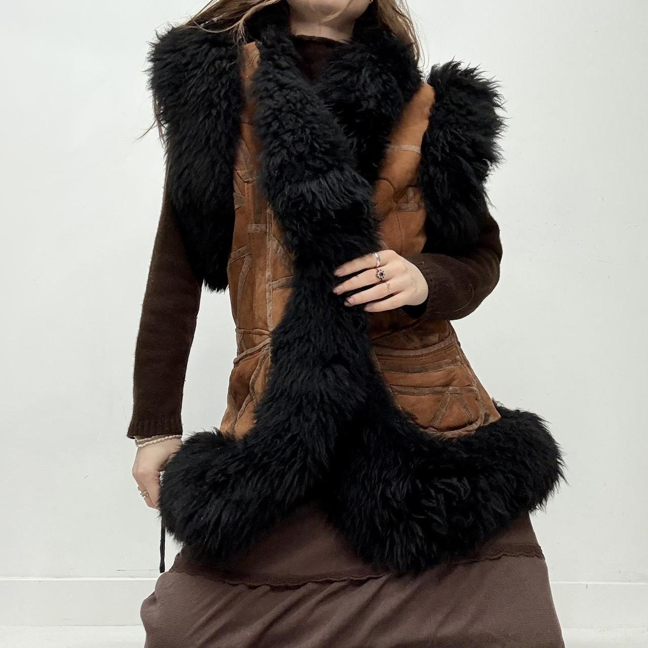 Black fur sheepskin gilet waistcoat