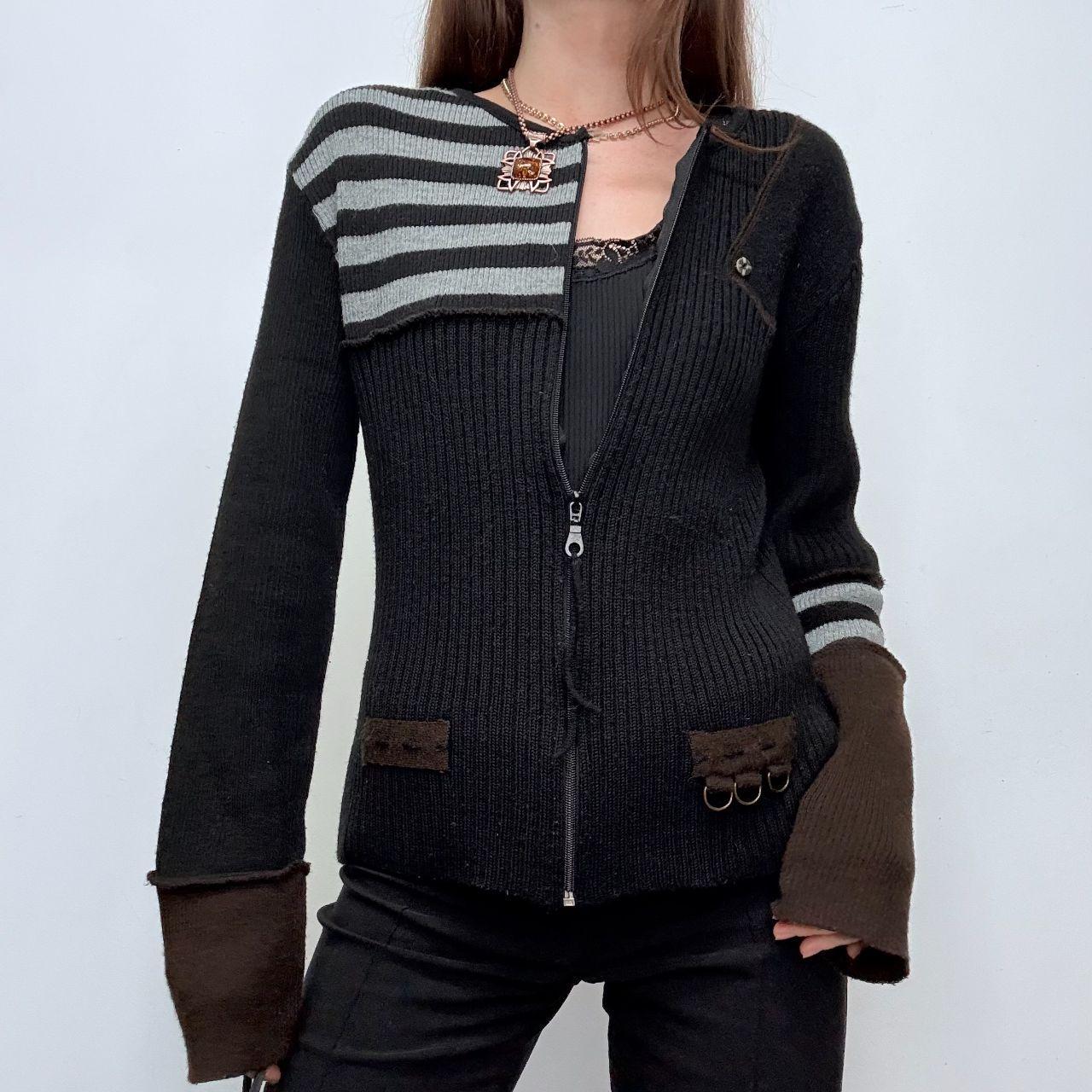 Black ribbed striped grunge cardigan
