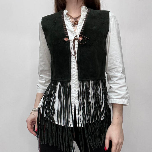 Suede tassel boho waistcoat