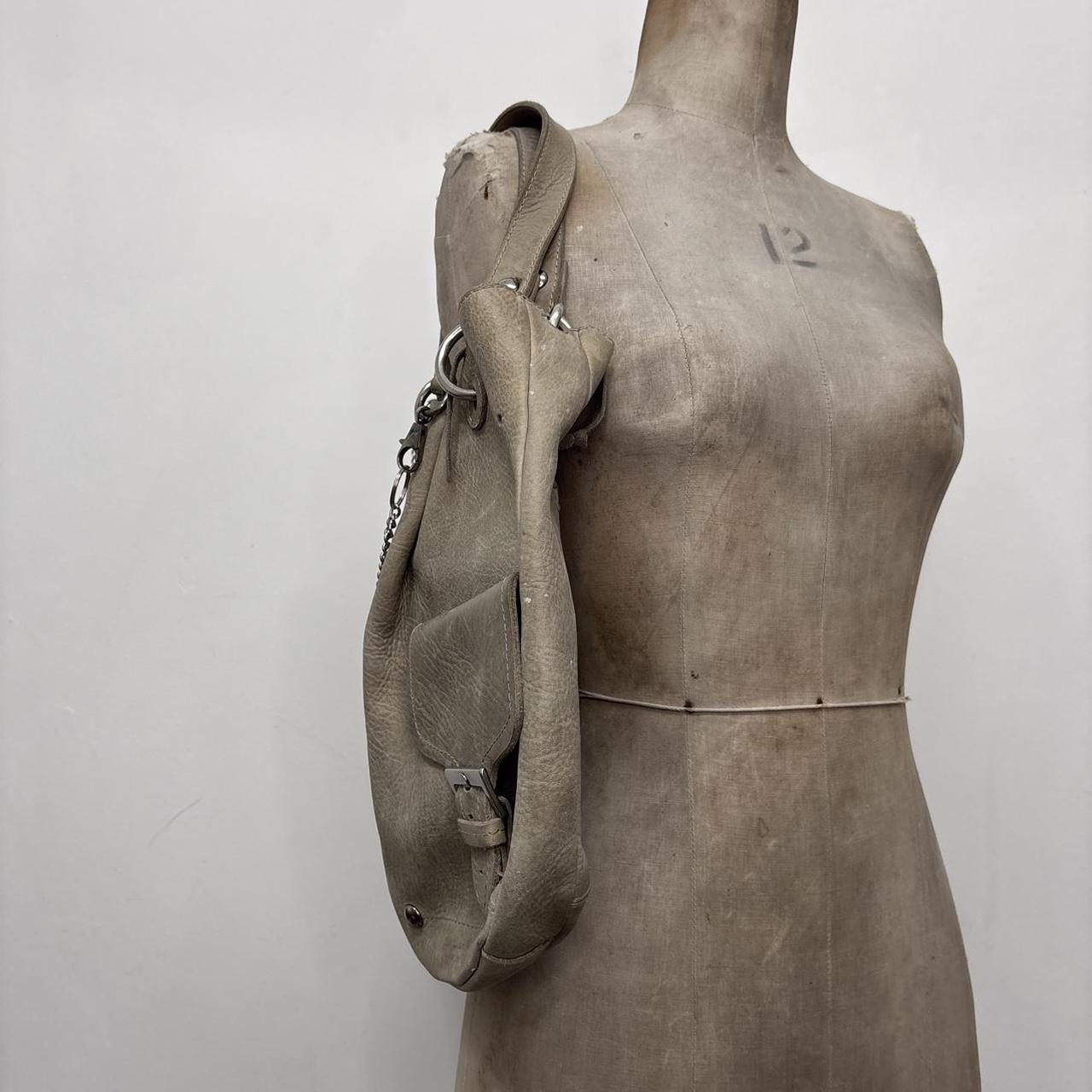 Slouchy grey leather shoulder bag