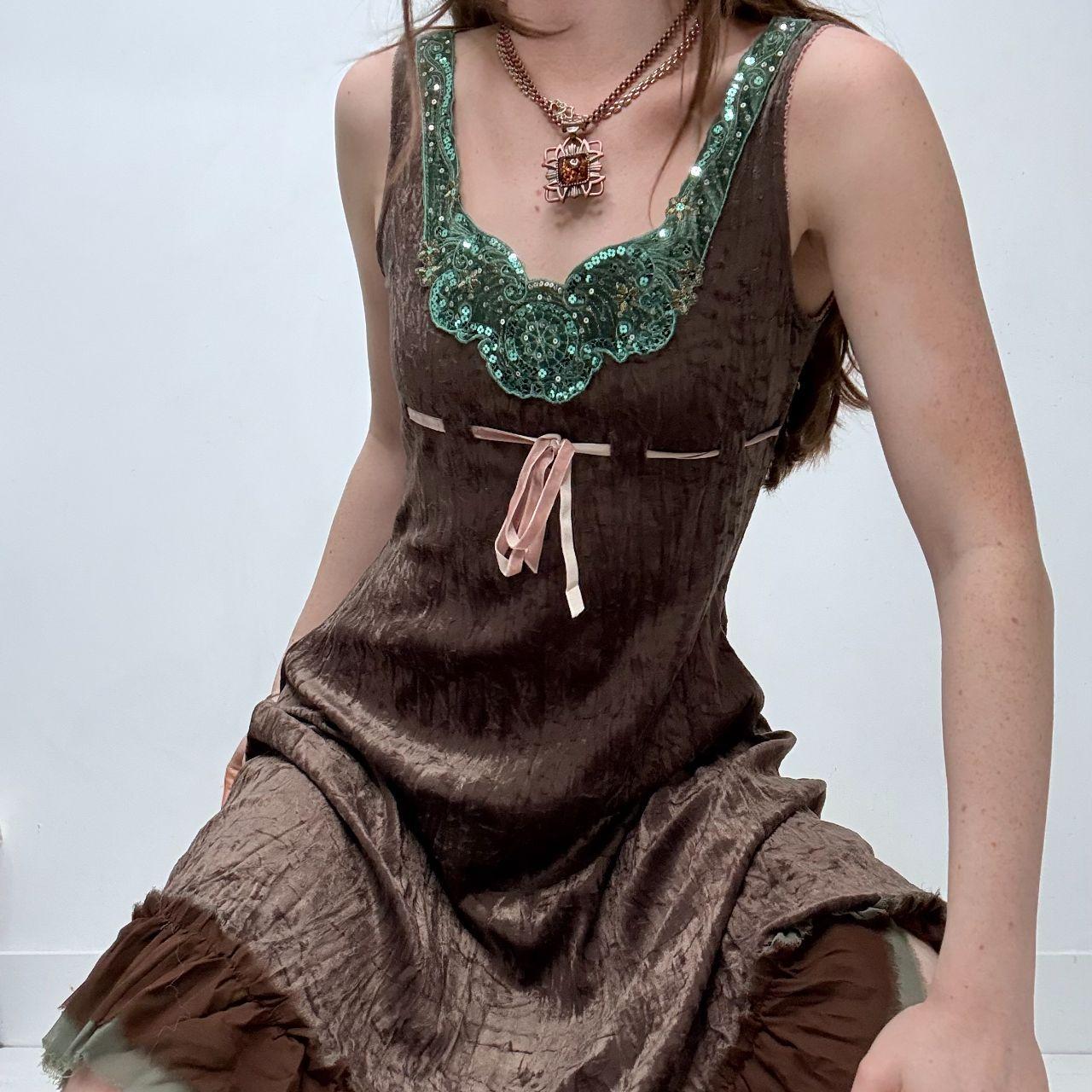 Brown crinkle velvet fairy dress