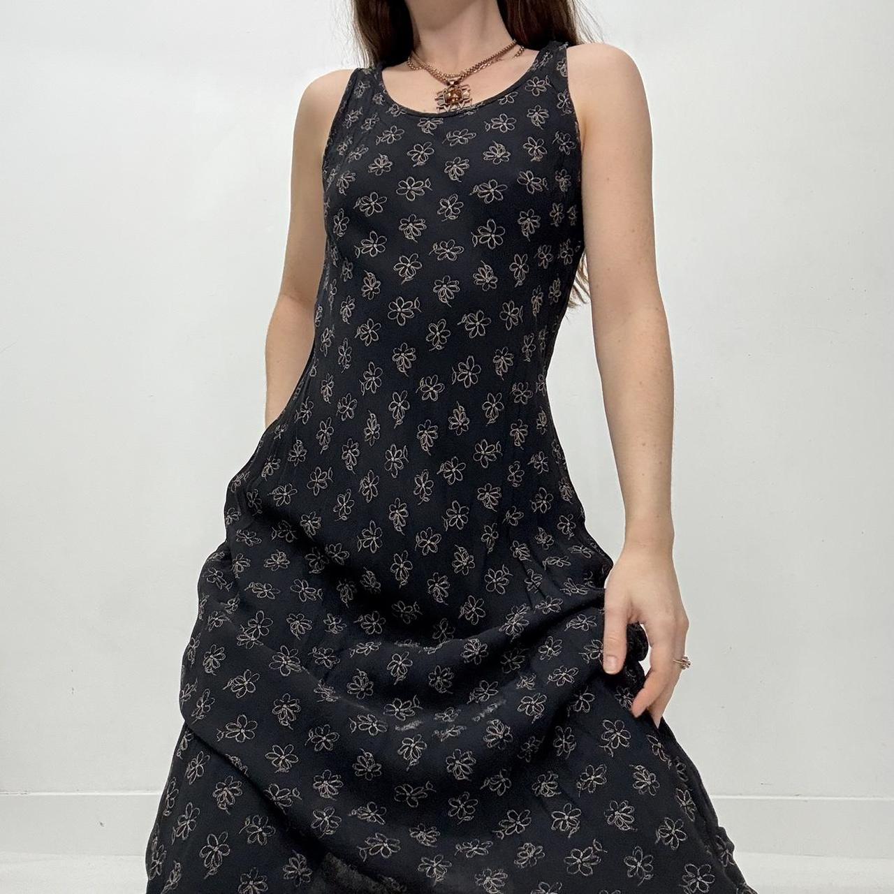 Black bias cut floral maxi dress