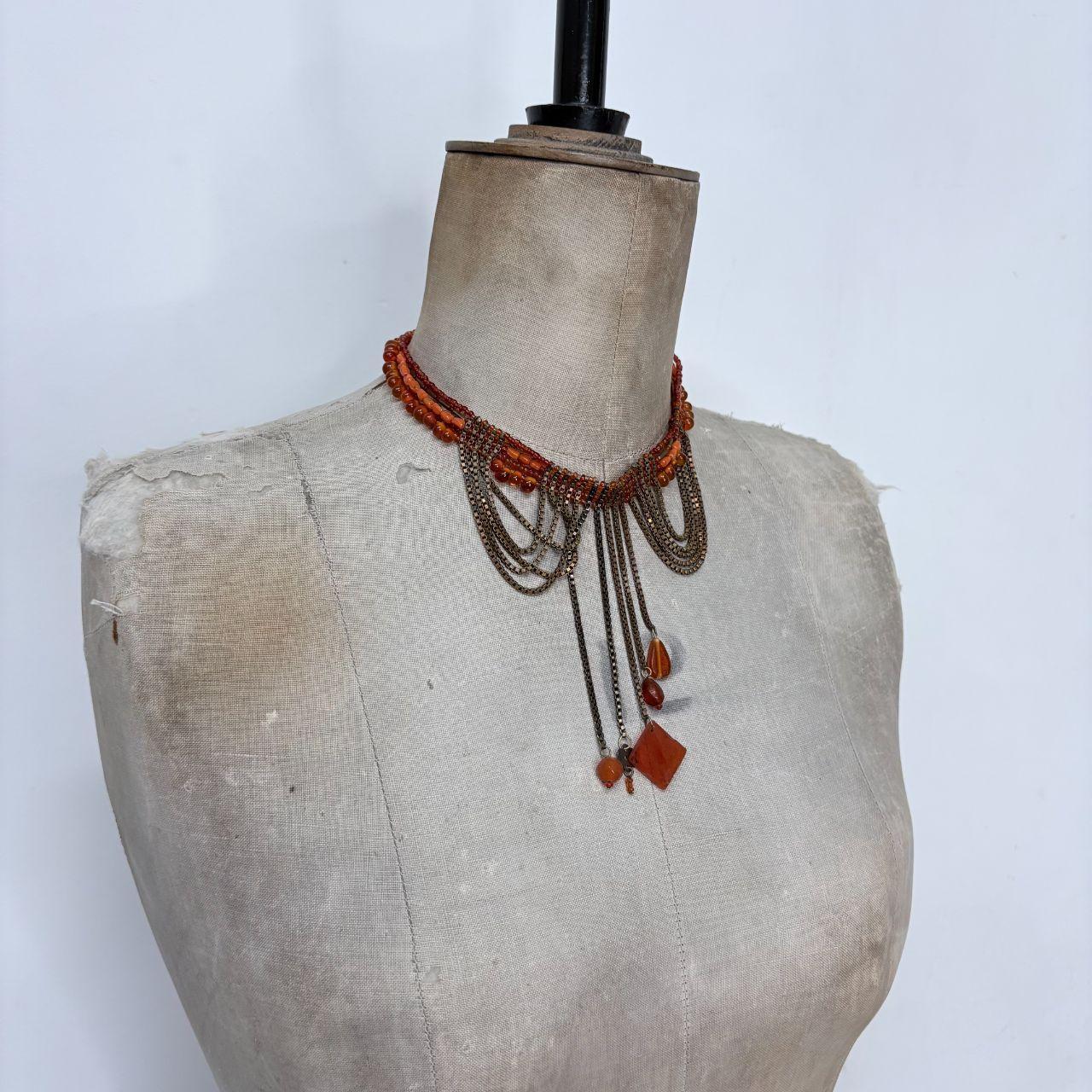 Boho draped chain fairy gemstone necklace