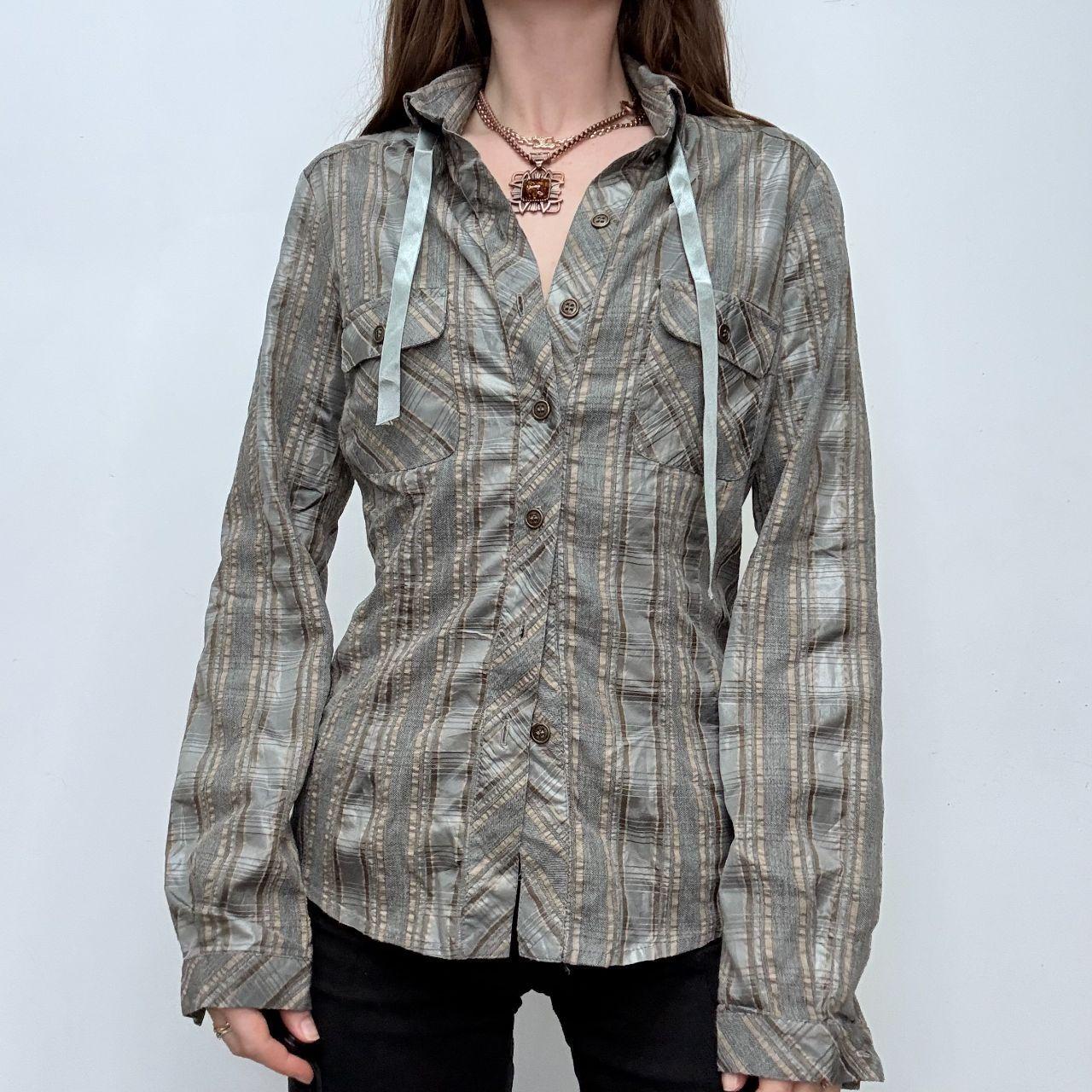 Tartan checked flared grunge shirt