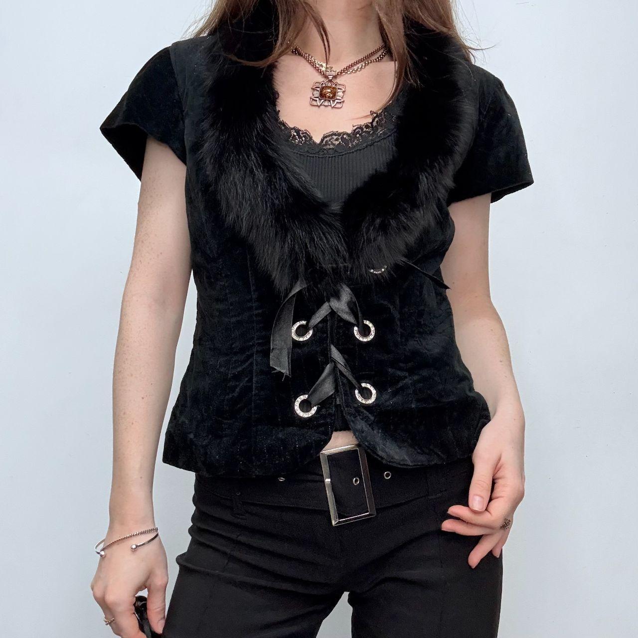 Black velvet cropped mini corset jaket
