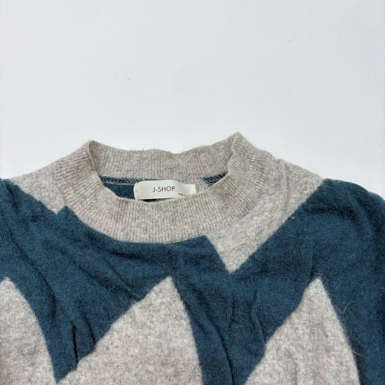 Grey structured gathered wool jumper