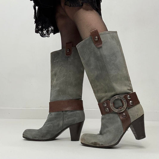 Distressed Miss Sixty buckle riding boots