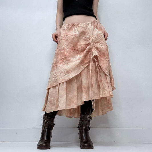 Layered cinched fairy linen skirt