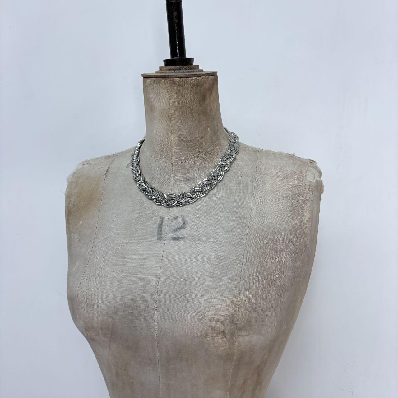 Silver beaded chain necklace