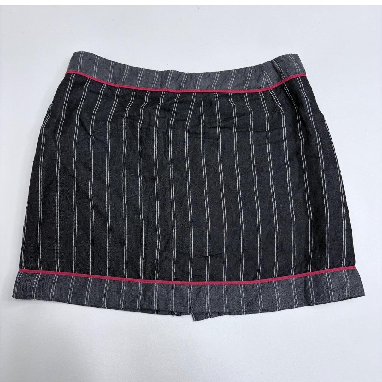 Asymmetric pinstripe cop copine mini skirt