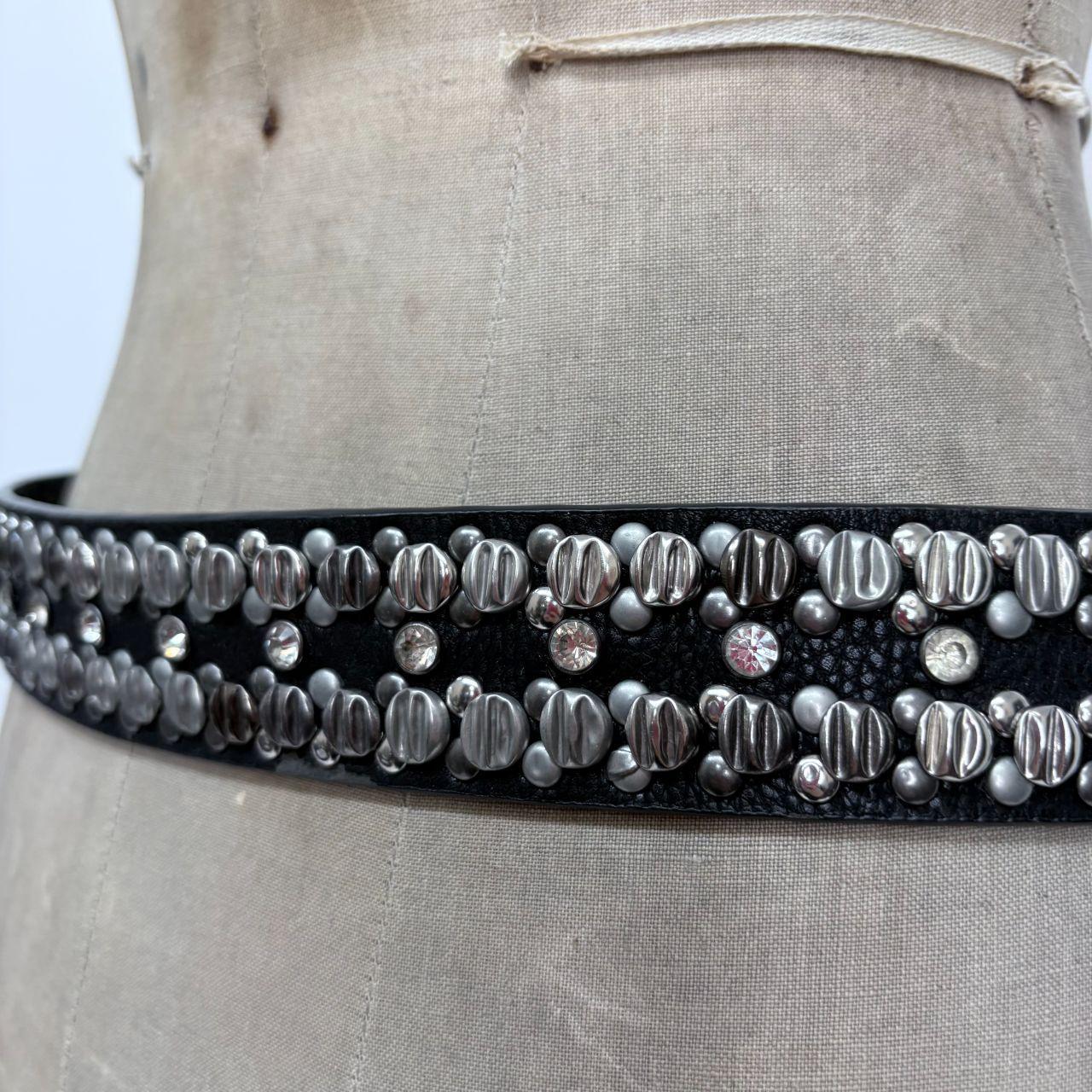 Black leather studded grunge belt
