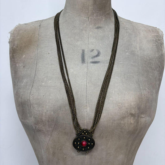 Long layered chain boho pearl necklace