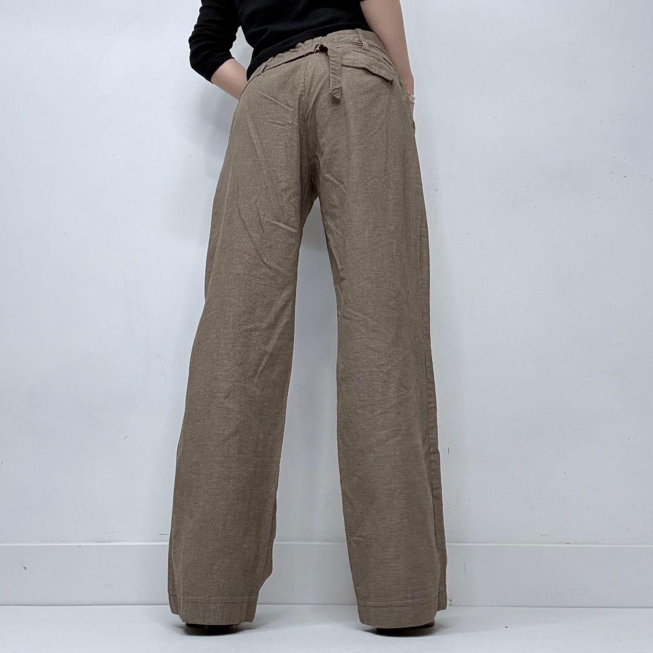 Wide leg flared cargo beige trousers