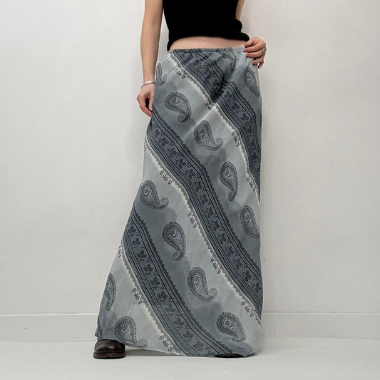 Blue paisley maxi skirt