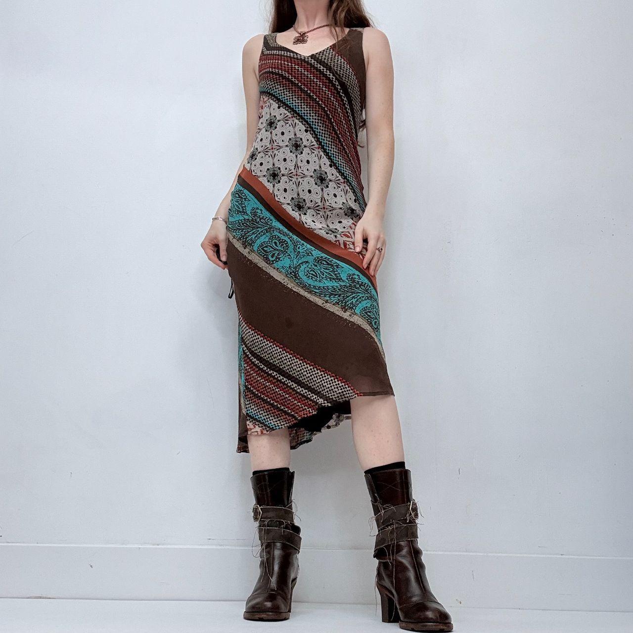 Bias-cut striped patterned summer dress