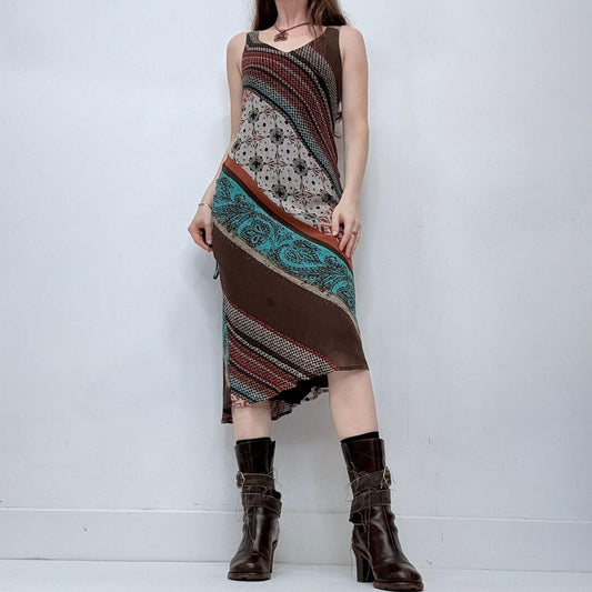 Bias-cut striped patterned summer dress