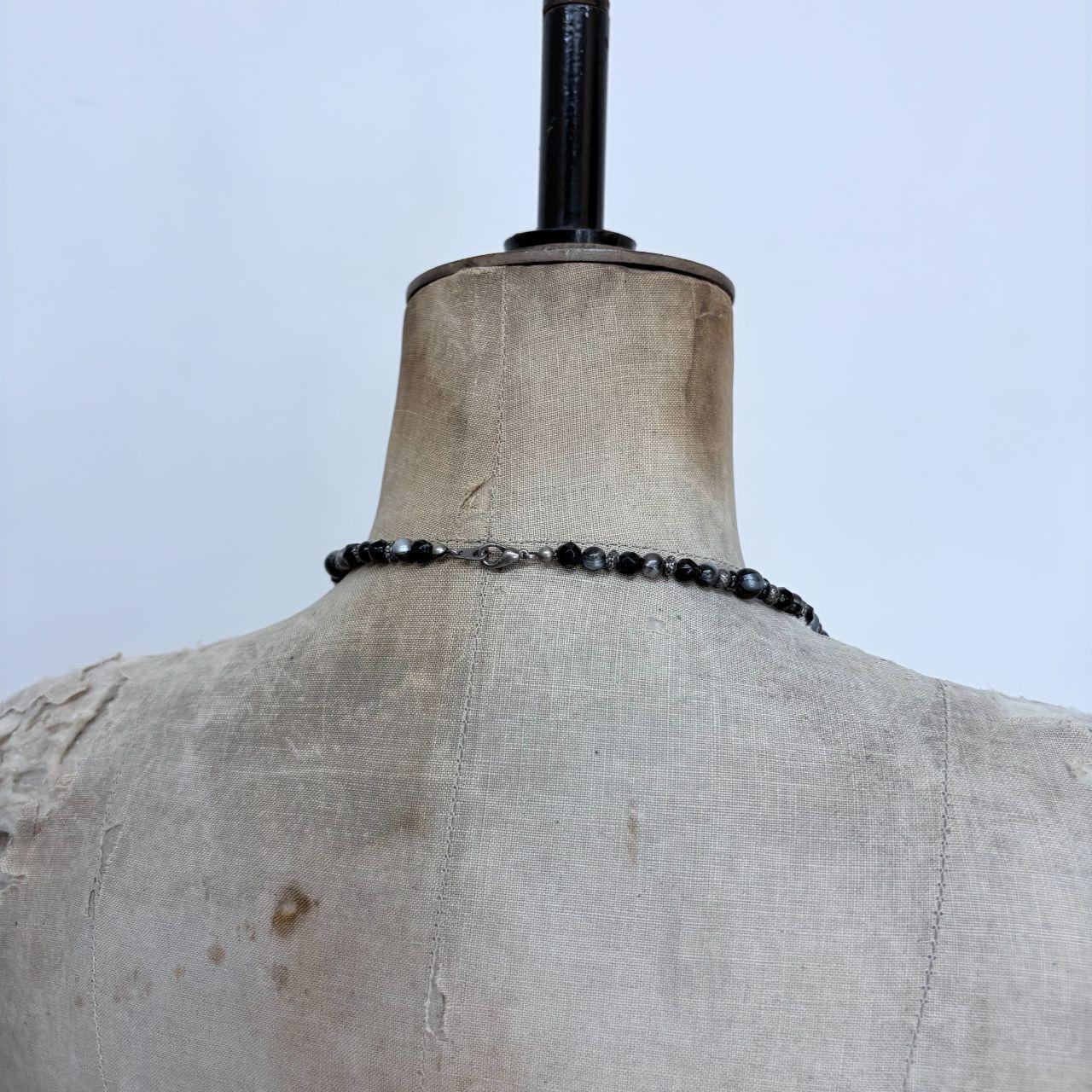 Black beaded boho grunge necklace