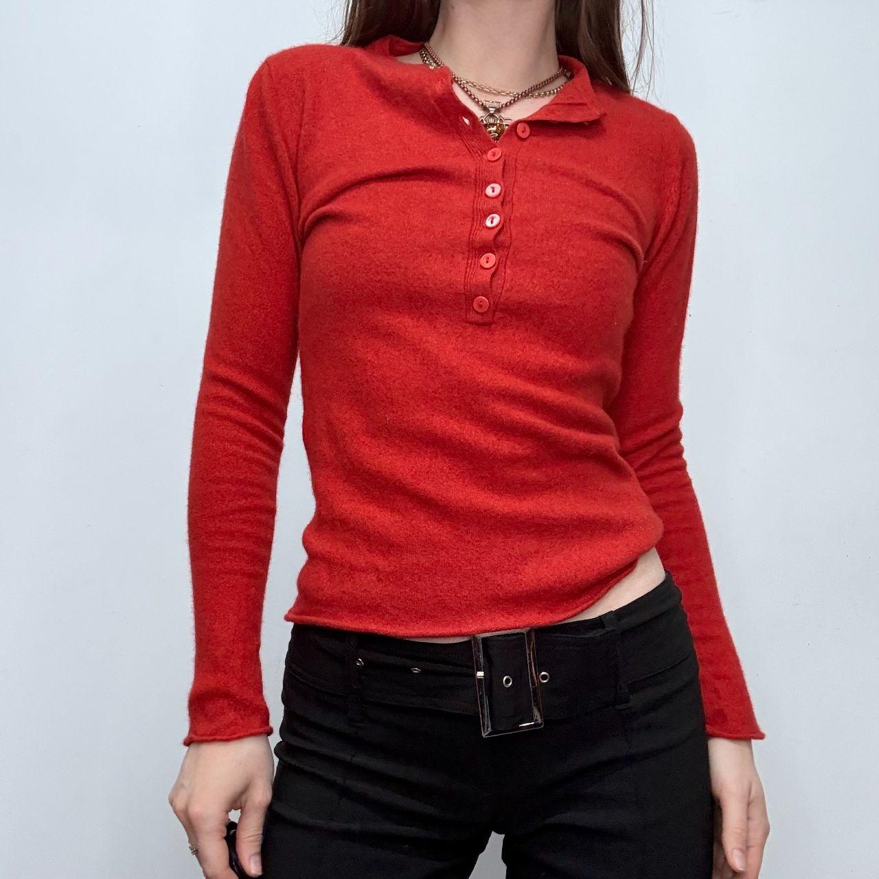 Orange knitted cashmere polo jumper