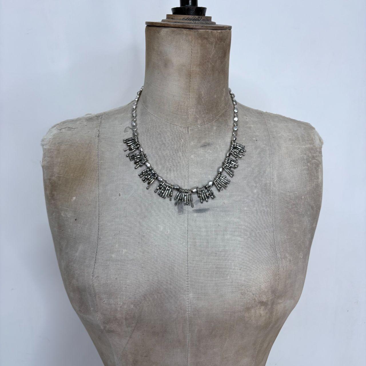 Silver hammered  necklace