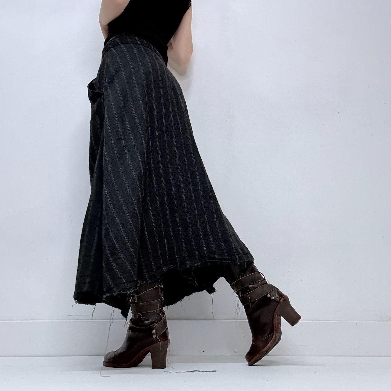 Grey pinstripe slit wrap skirt