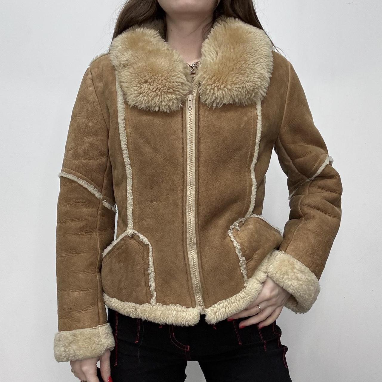 Tan suede sheepskin coat