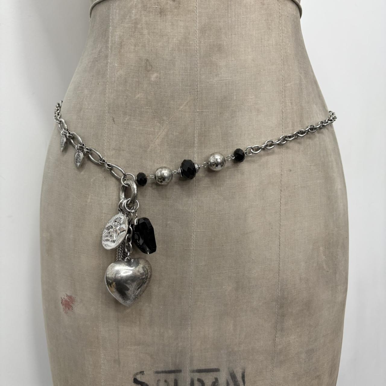 Silver metal heart waist chain belt