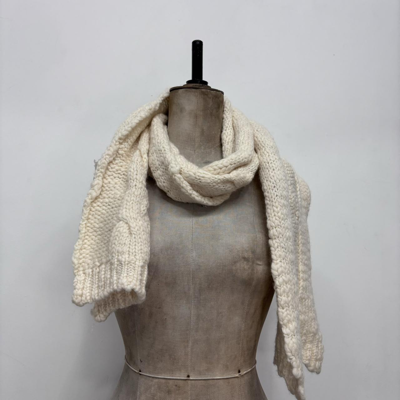 Cream cable knit scarf
