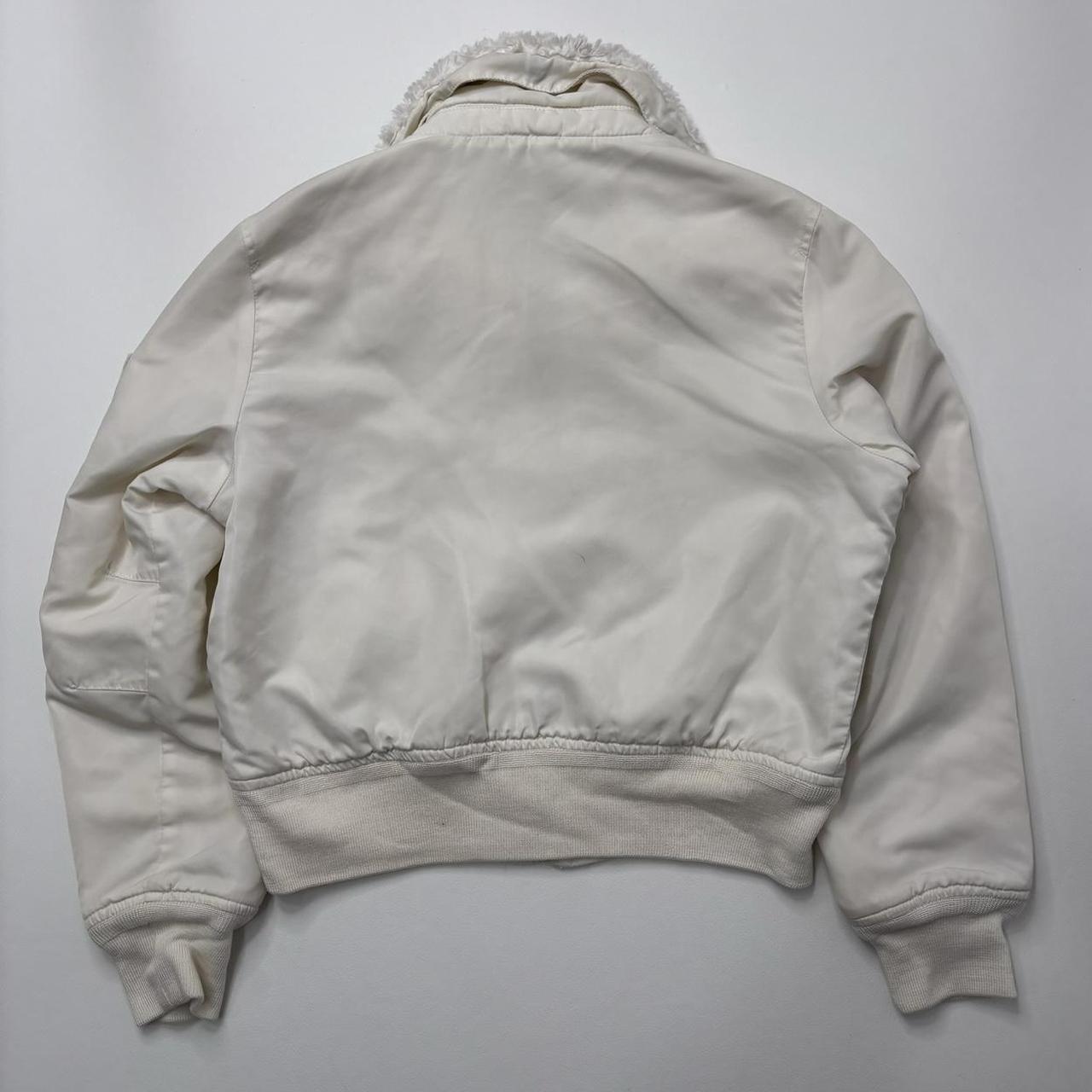 Cream slouchy fur bomber jacket