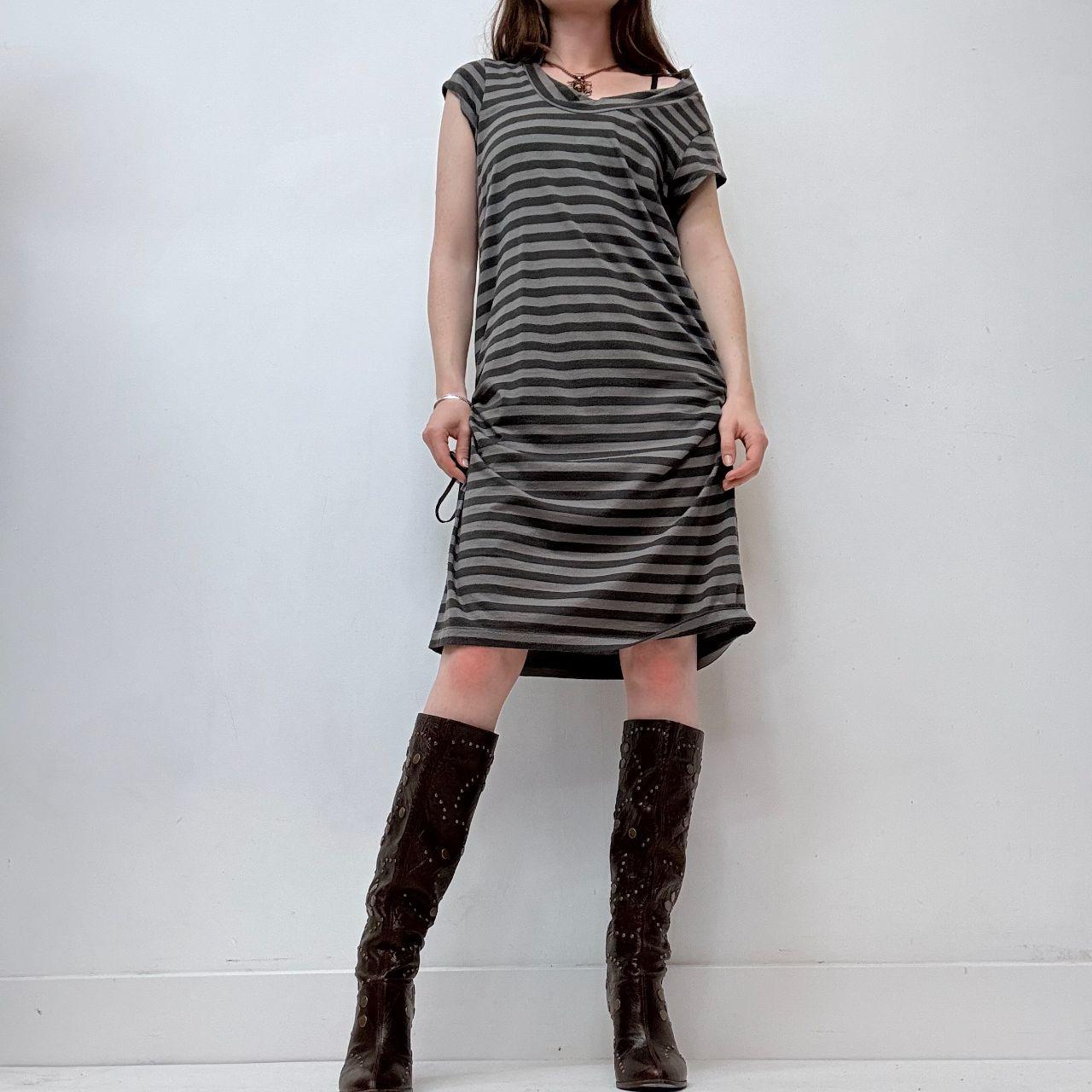 Striped slouchy off the shoulder dress