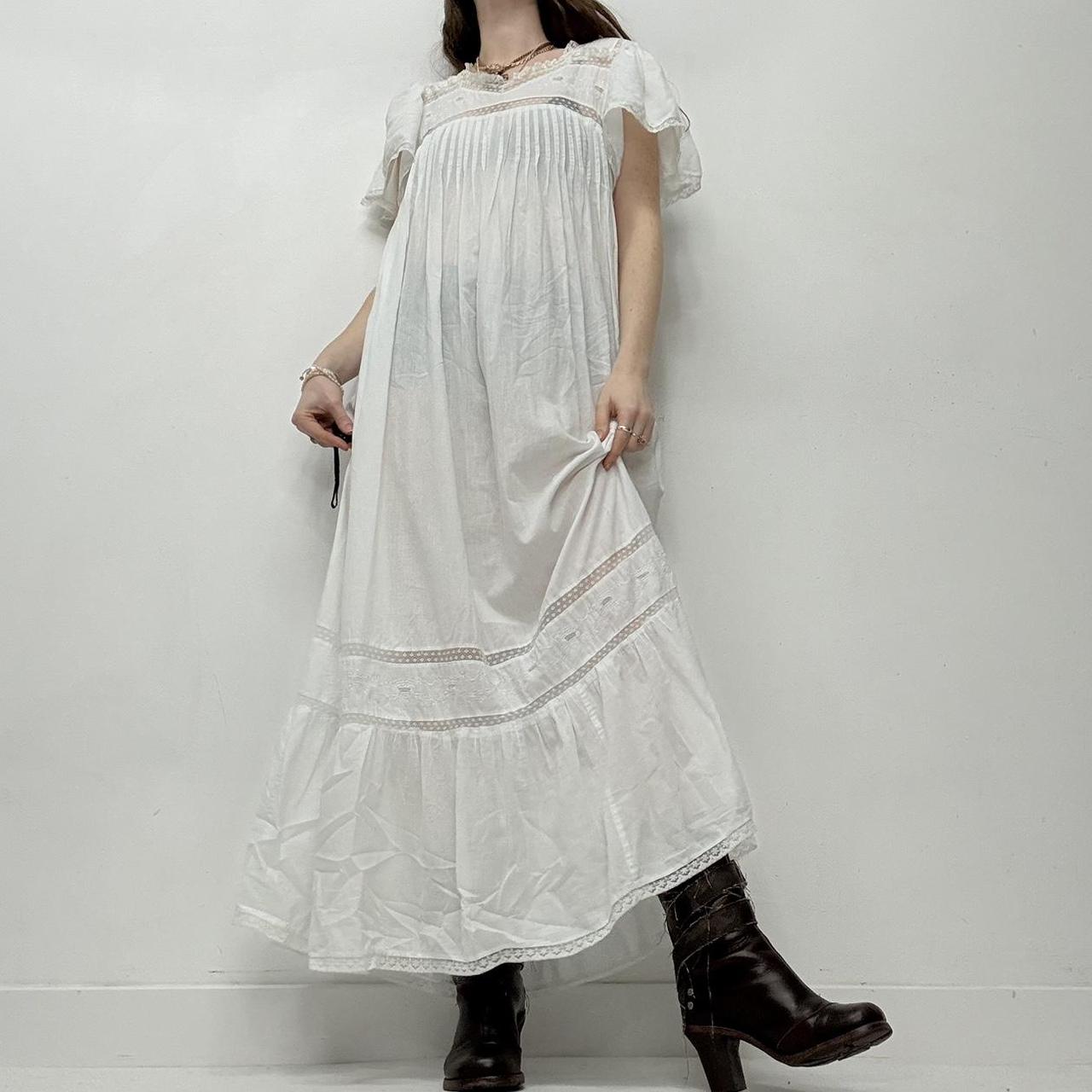 White lace embroidered nightie dress