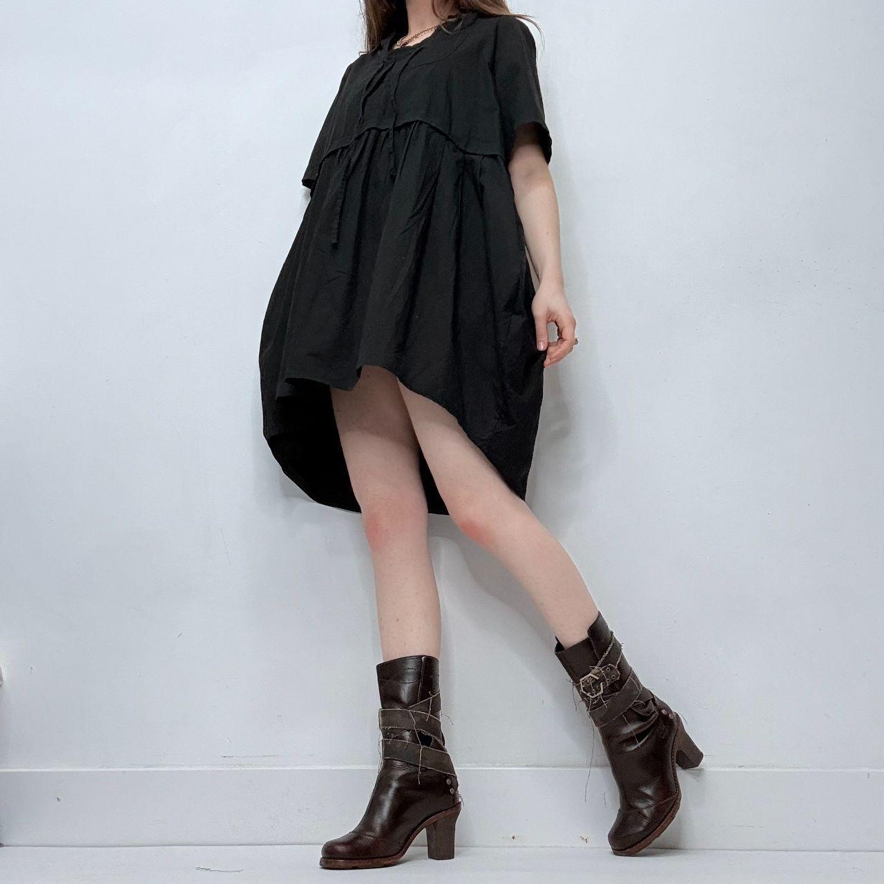 Black puff balloon mini dress