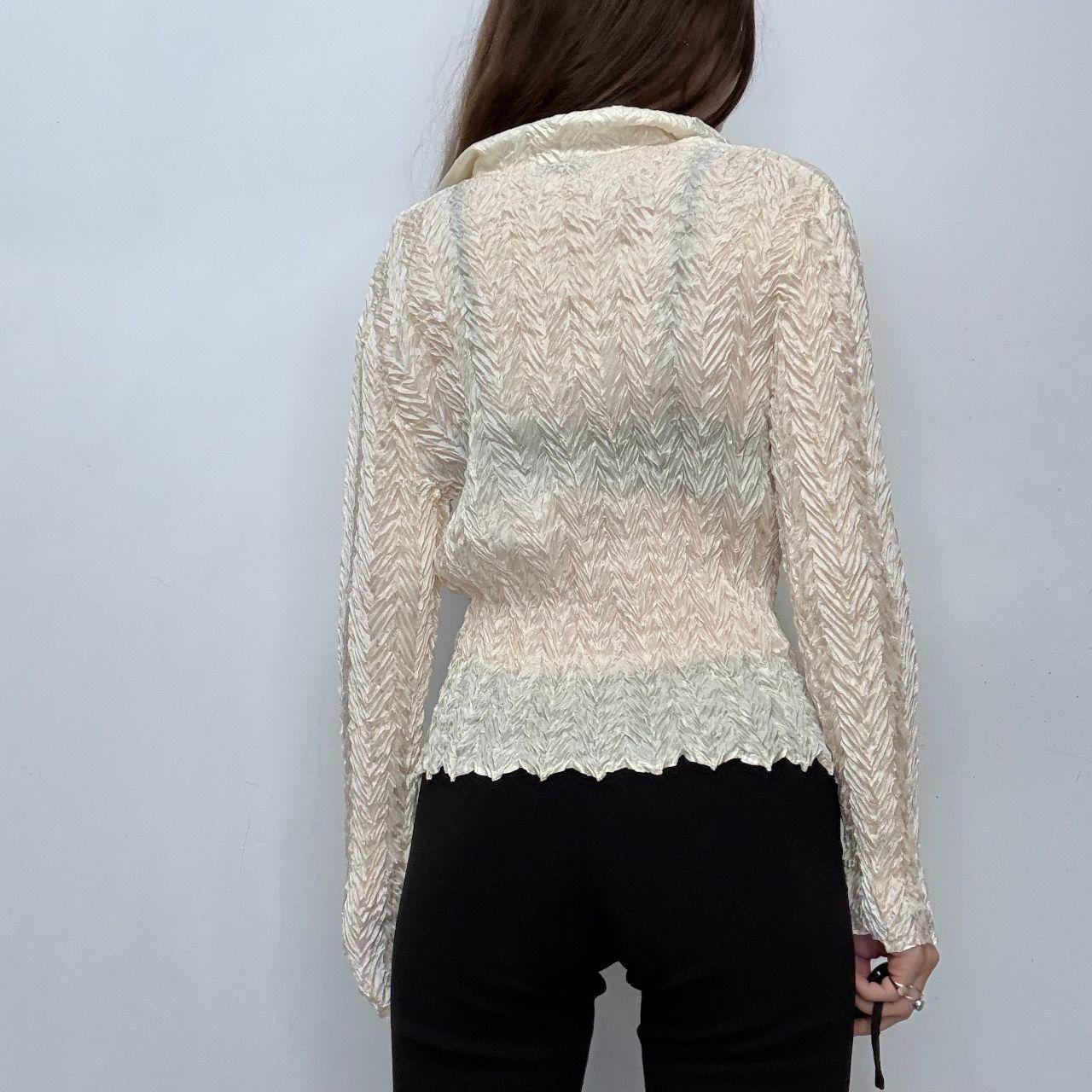 Cream crinkle fitted shirt