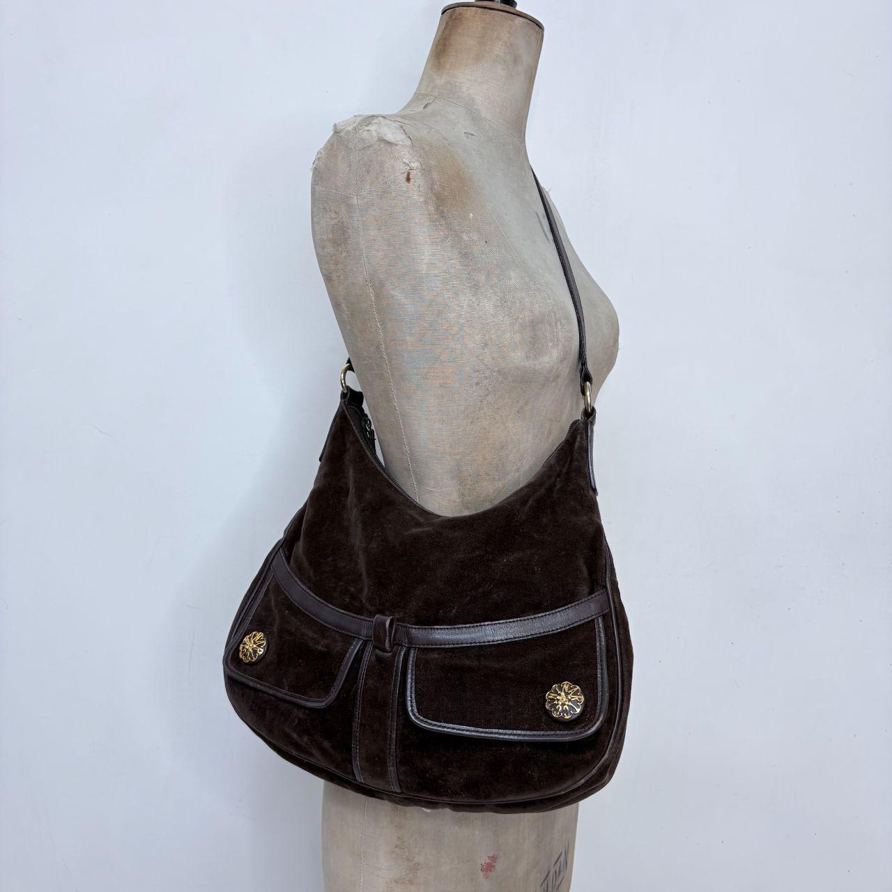 Brown velvet nina ricci handbag