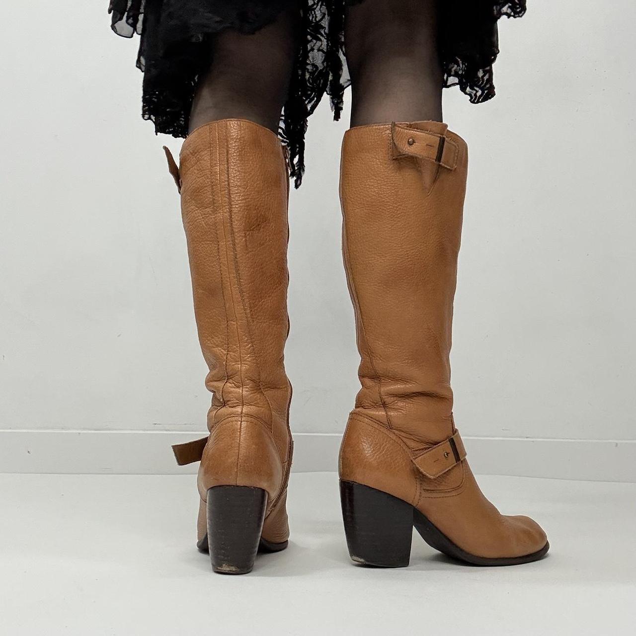 Tan leather campus boots