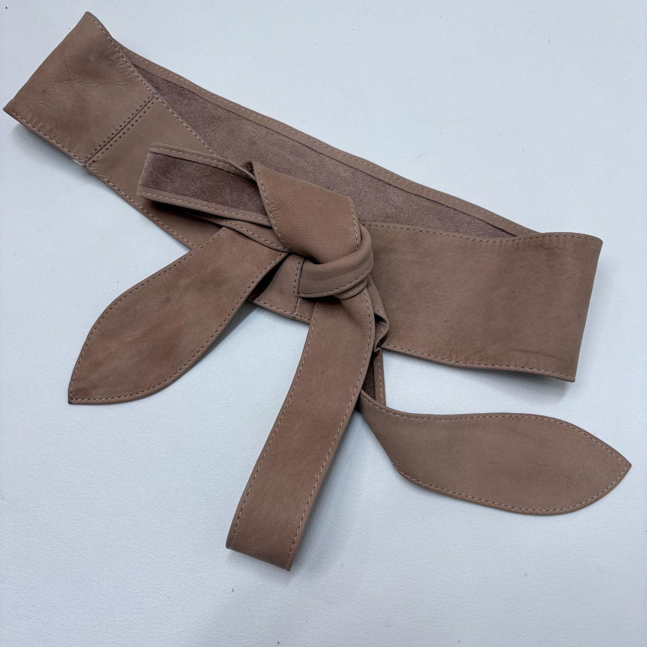 Tan leather wrap bow belt