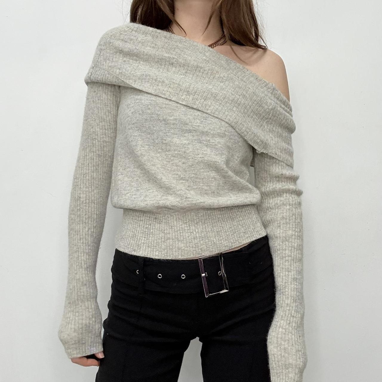Grey off the shoulder slouchy jumper